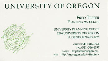 Fred Tepfer, Planning Associate, ftepfer at uoregon.edu 541.346.5564